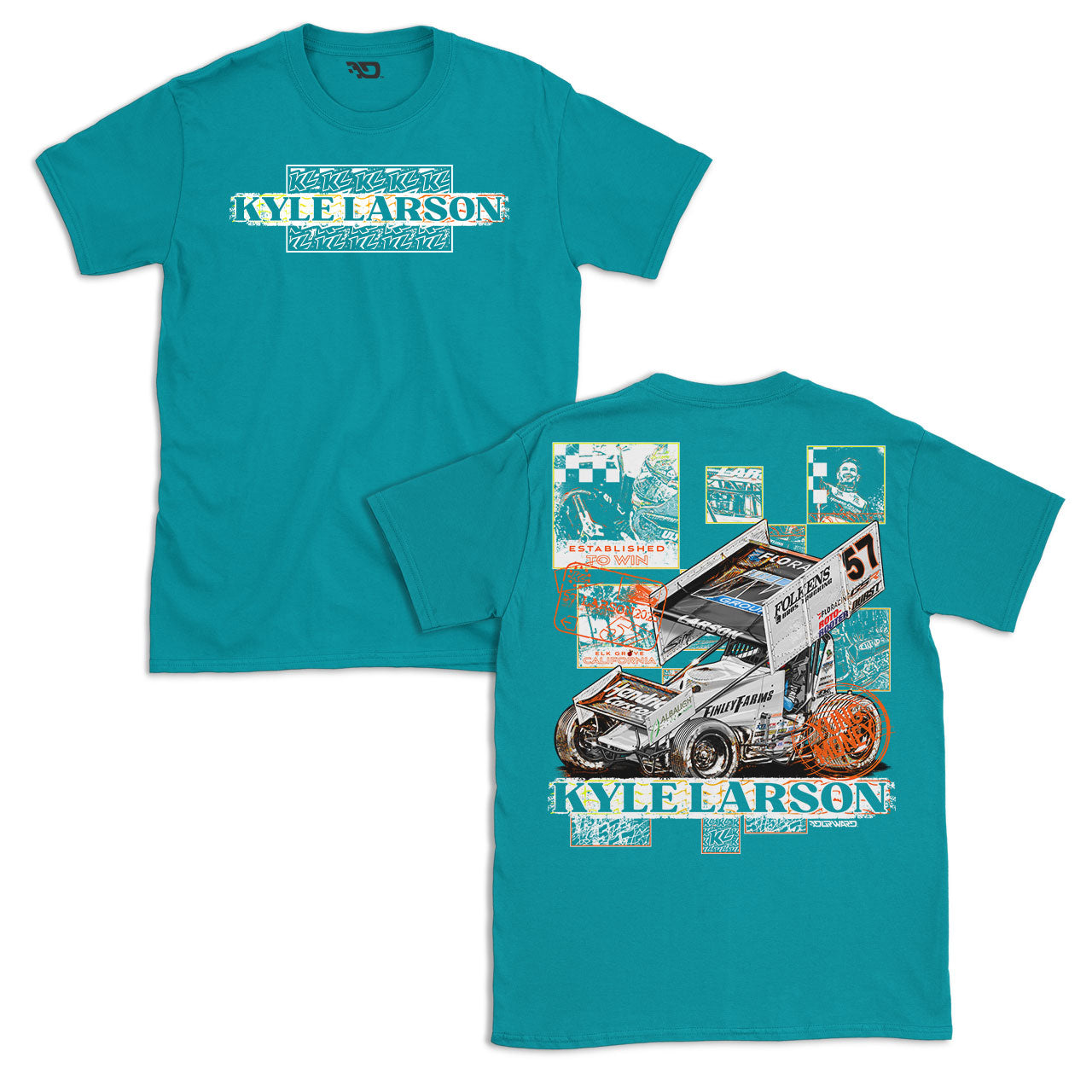 Checkered Scenes Design- Adult Powder Blue T-Shirt