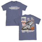 Checkered Scenes Design- Adult Powder Blue T-Shirt