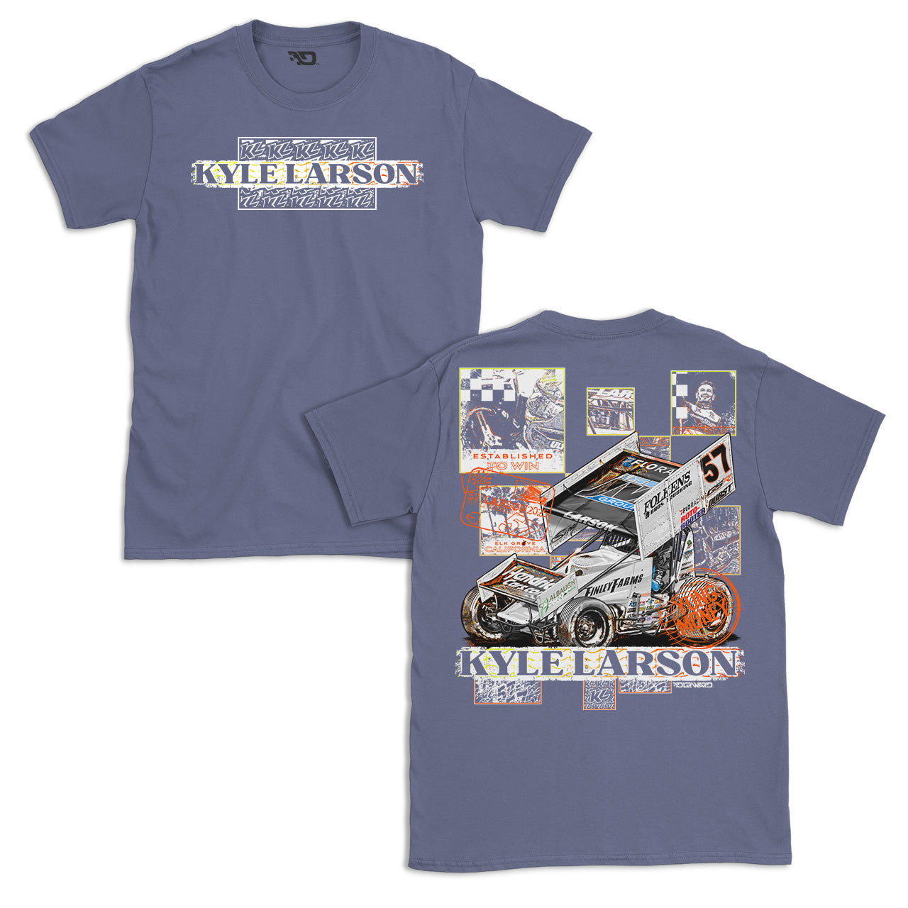 Checkered Scenes Design- Adult Powder Blue T-Shirt
