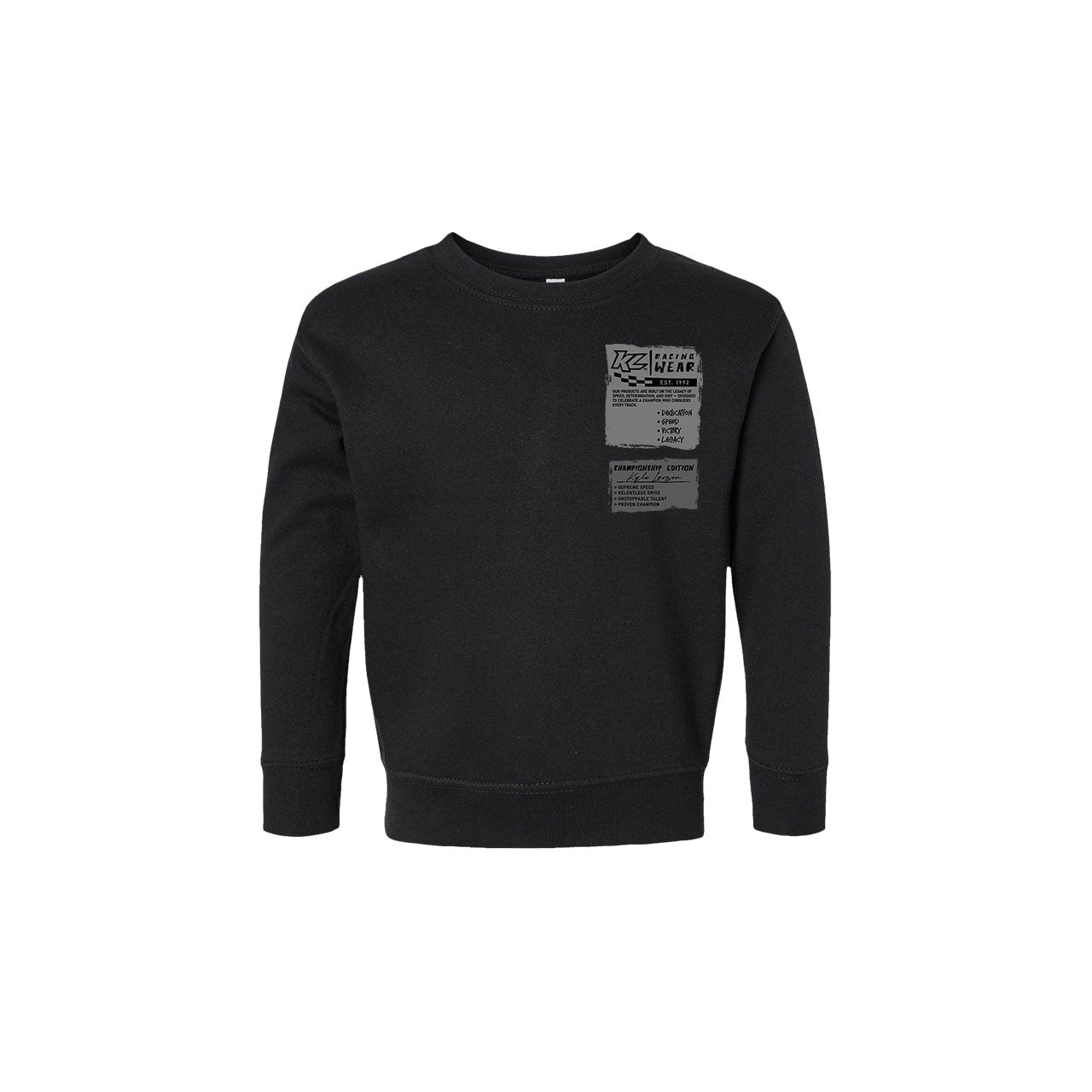 Lil Racer Kids Design- Toddler Black Crewneck Sweatshirt