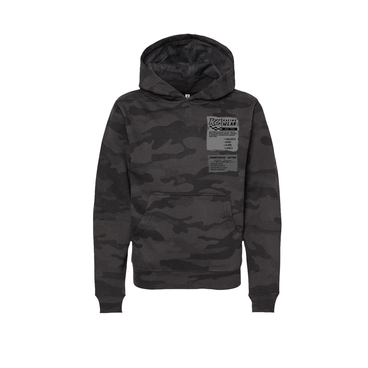 Lil Racer Kids Design- Youth Black Camo Hooded Sweatshirt