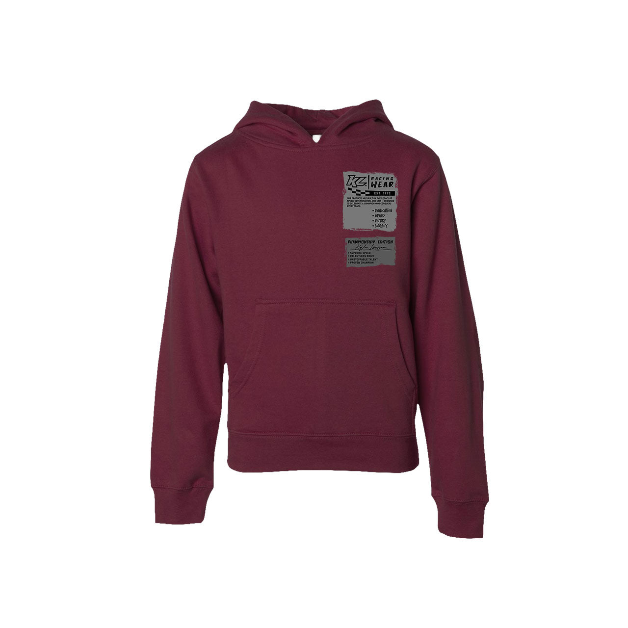 Lil Racer Kids Design- Youth Maroon Hooded Sweatshirt