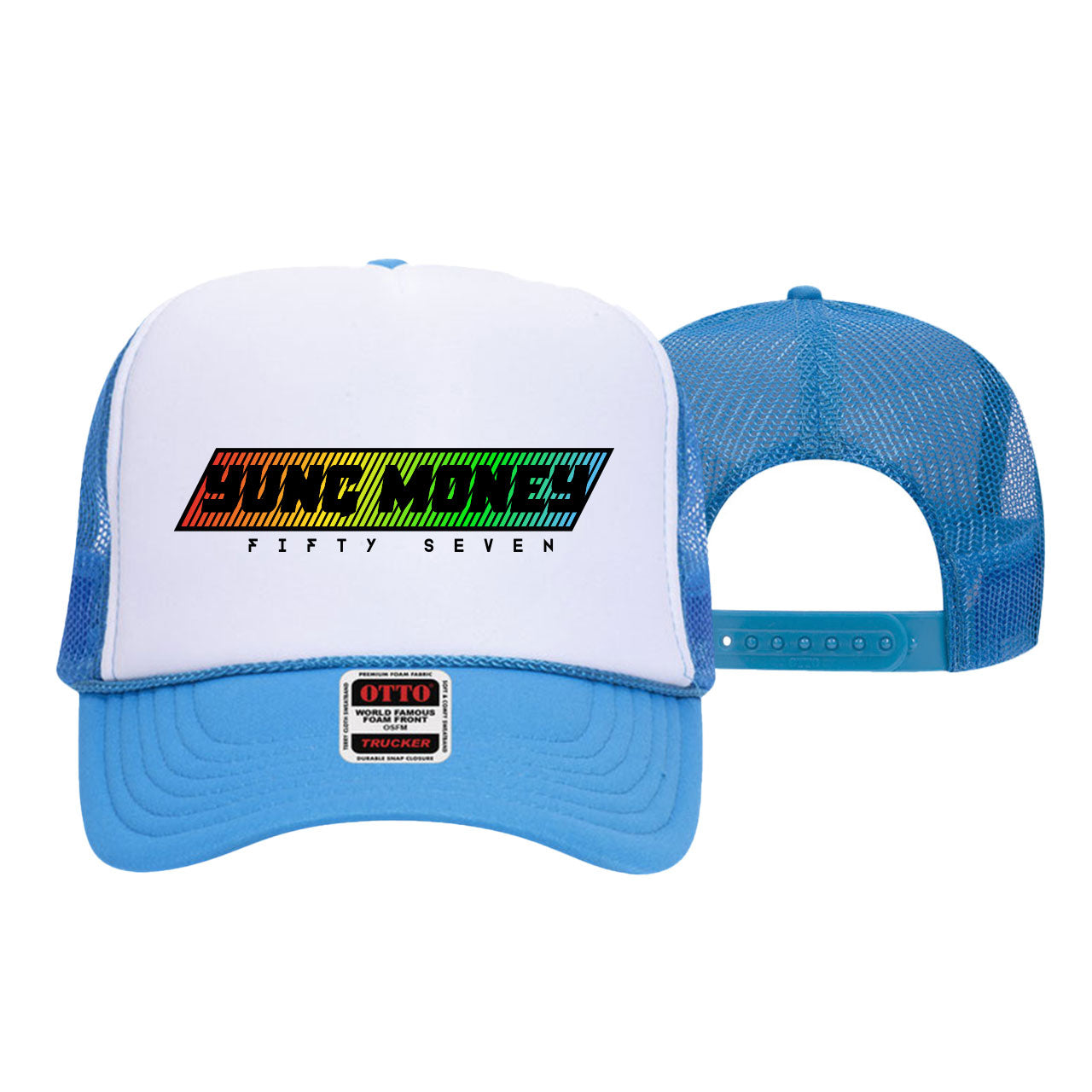 Noble Speed Design- Adult Neon Blue/White Trucker Snapback Hat