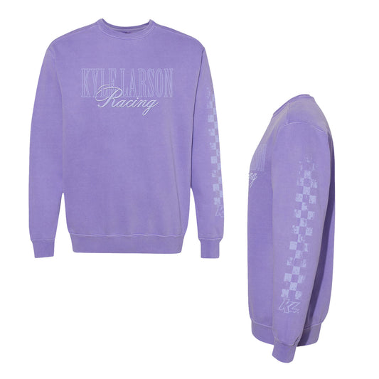 Kyle Larson Racing Check Design- Adult Violet Crewneck Sweatshirt
