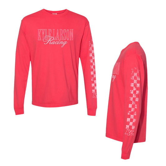 Kyle Larson Racing Check Design- Adult Paprika Long Sleeve T-Shirt