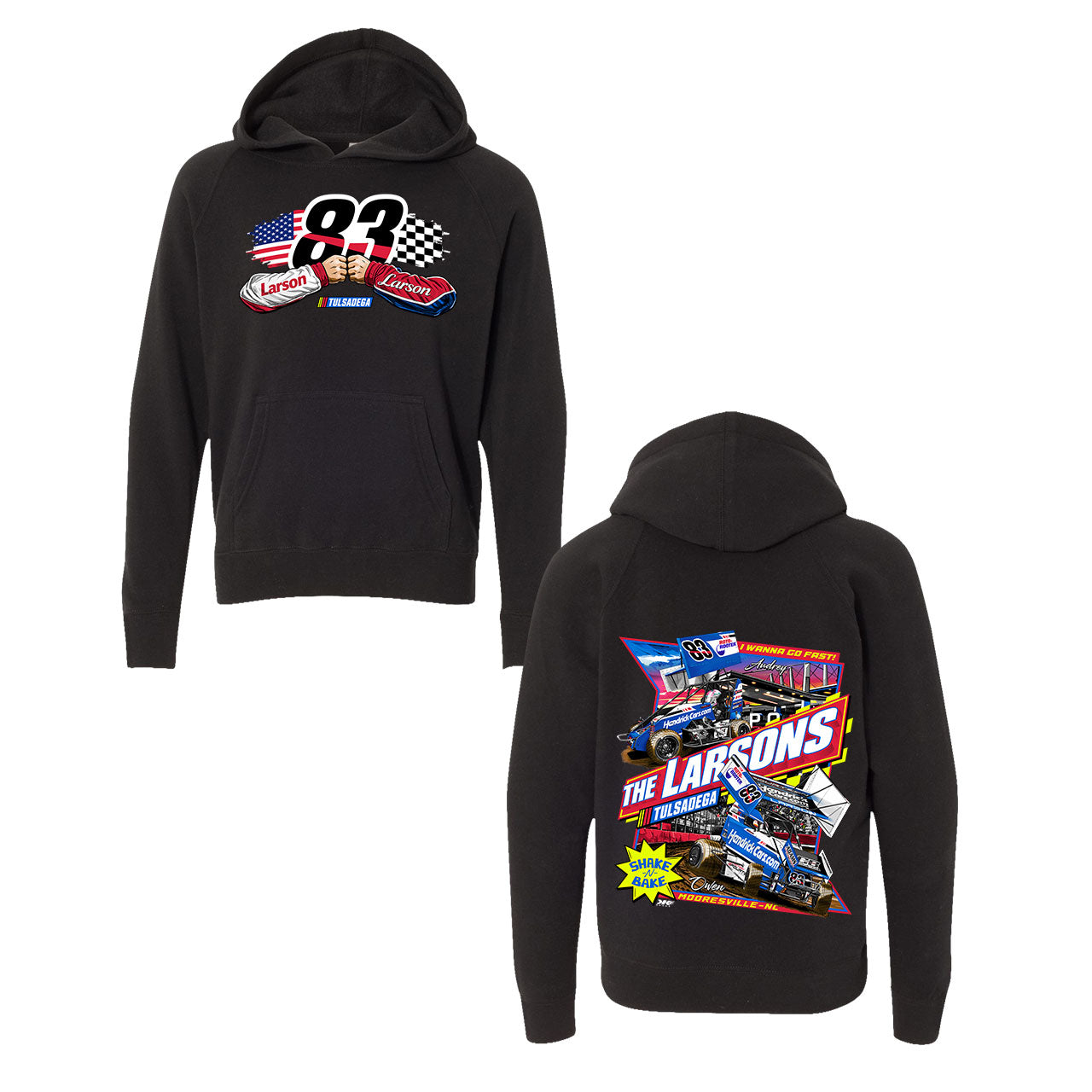 Tulsadega Shootout Design- Youth Black Hooded Sweatshirt