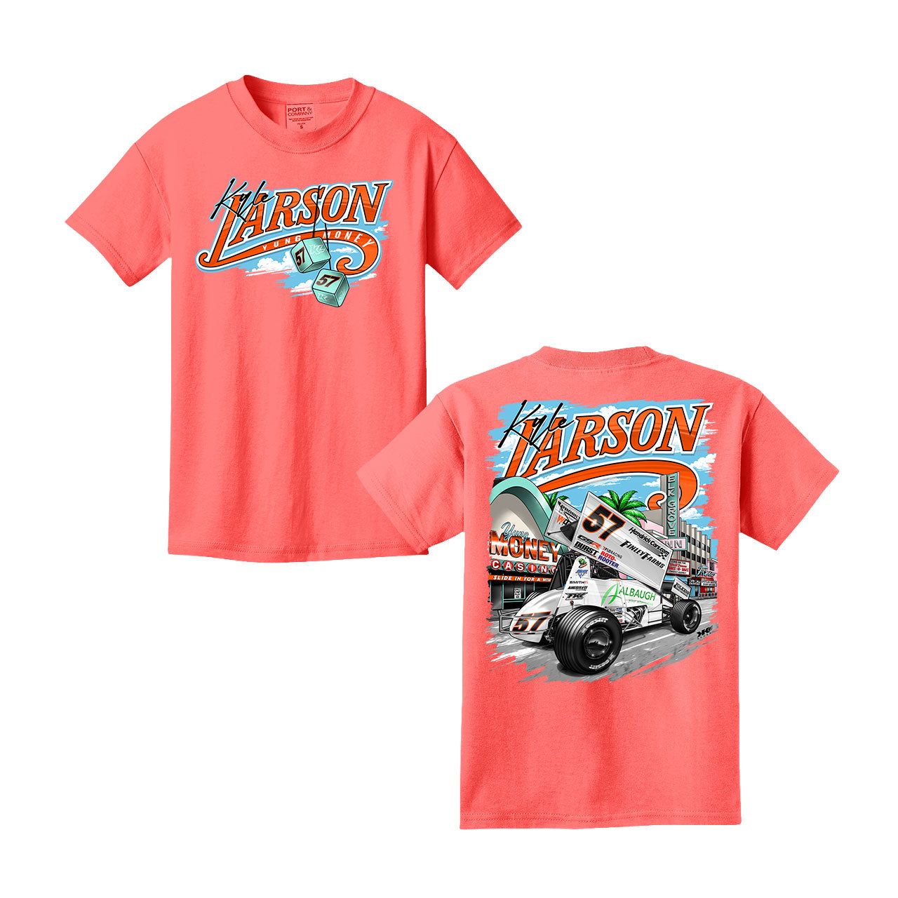 Slide in for a Win Design- Youth Neon Coral T-Shirt