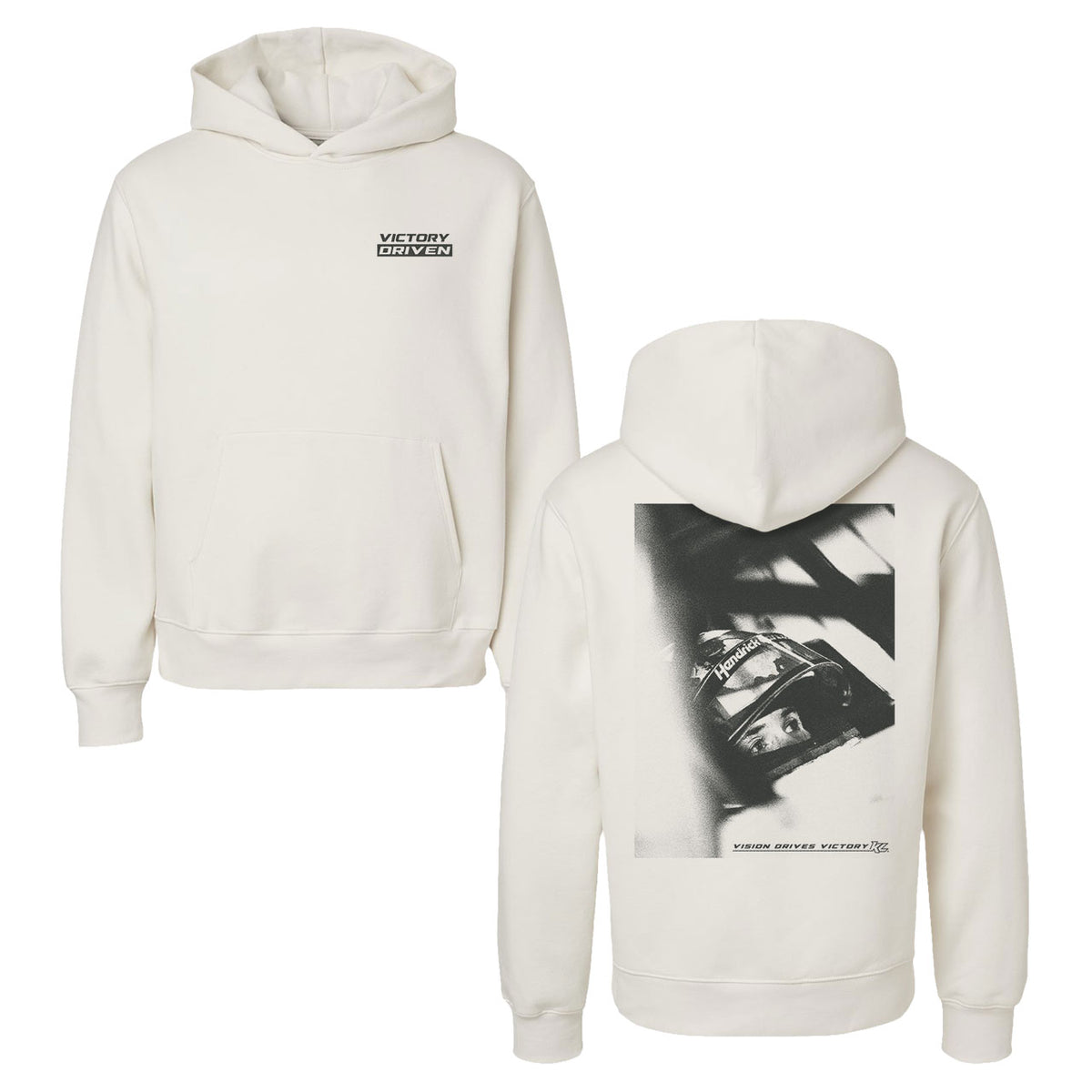 Victory Driven Design- Adult Vintage White Hooded Sweatshirt