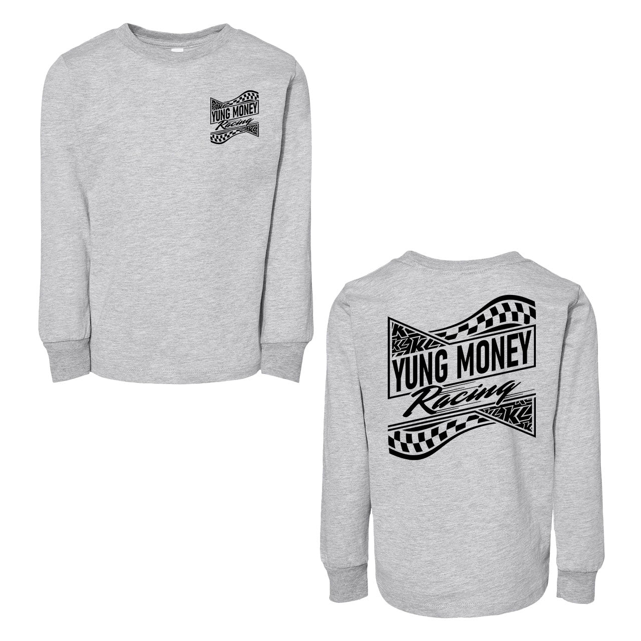 Yung Money Racing Kids Design- Toddler Athletic Heather Long Sleeve T-Shirt