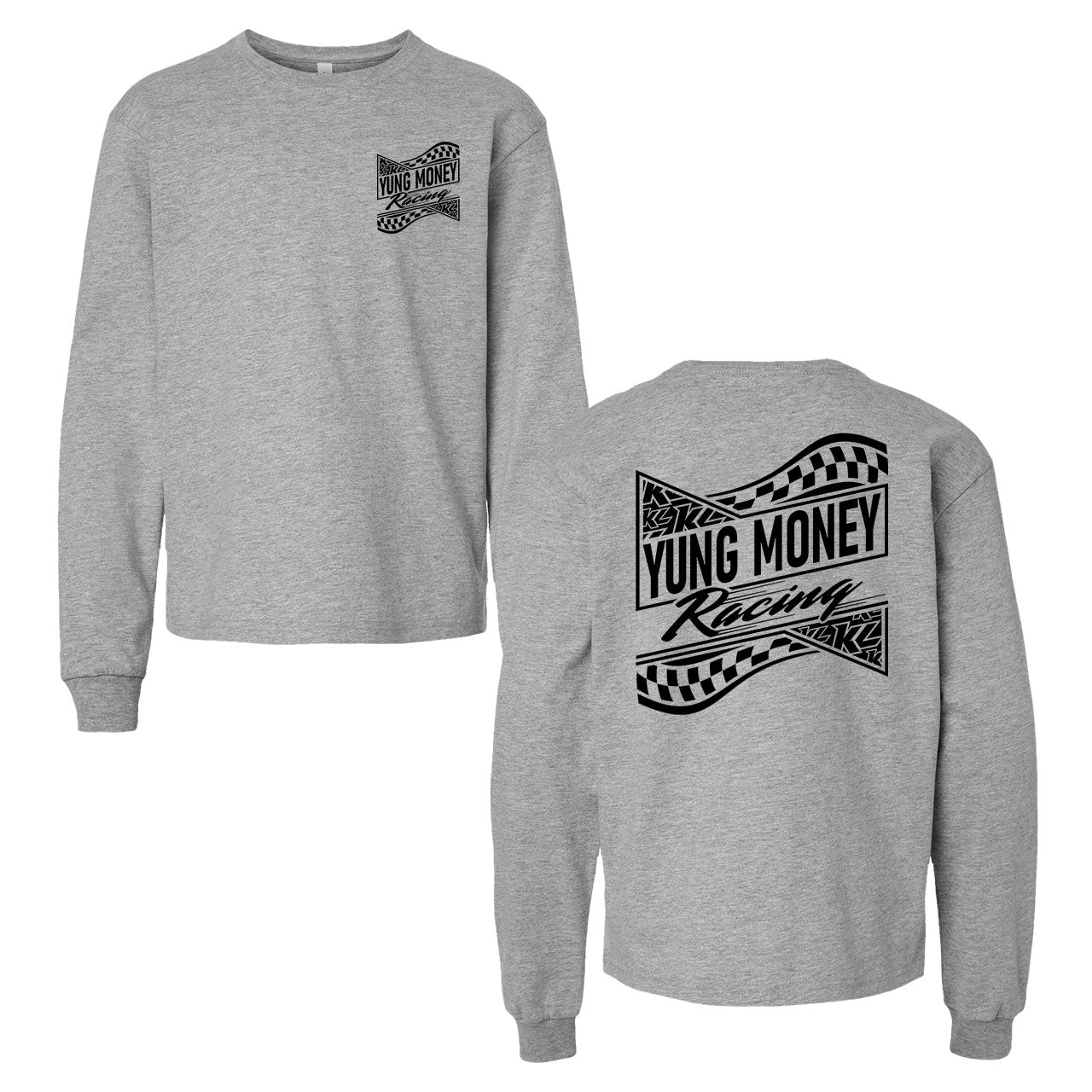 Yung Money Racing Kids Design- Youth Athletic Heather Long Sleeve T-Shirt