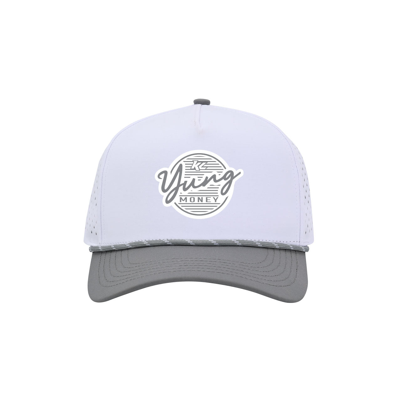 Yung Money Grove Snapback Patch Hat w/ Rope- White/Grey