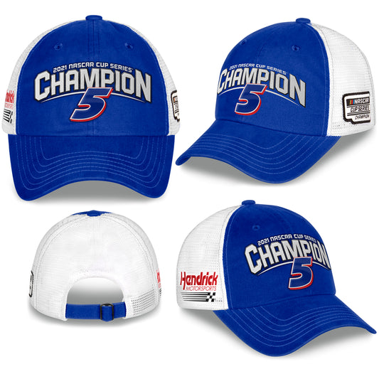 No. 5 2021 NASCAR Champion Design- Adult Women's Blue Adjustable Hat