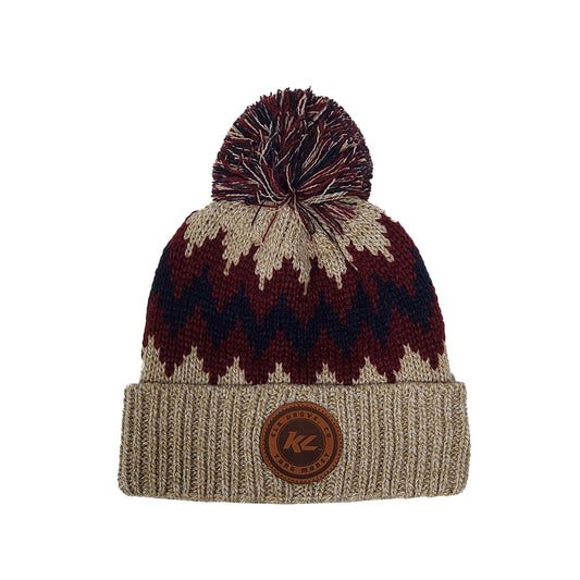 KL Zig Zag Pom Beanie- Tan Marled