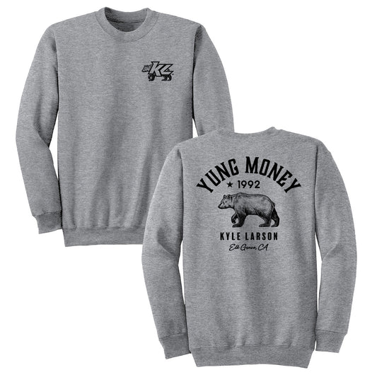 KL Yung Money Represent Lifestyle Design- Adult Athletic Heather Crewneck Sweatshirt